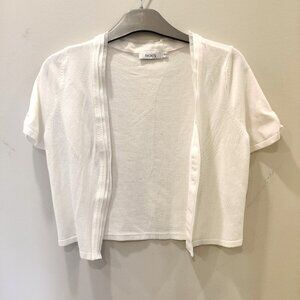 Ricki's White Cropped Open-Front Cardigan Short Sleeve | Small